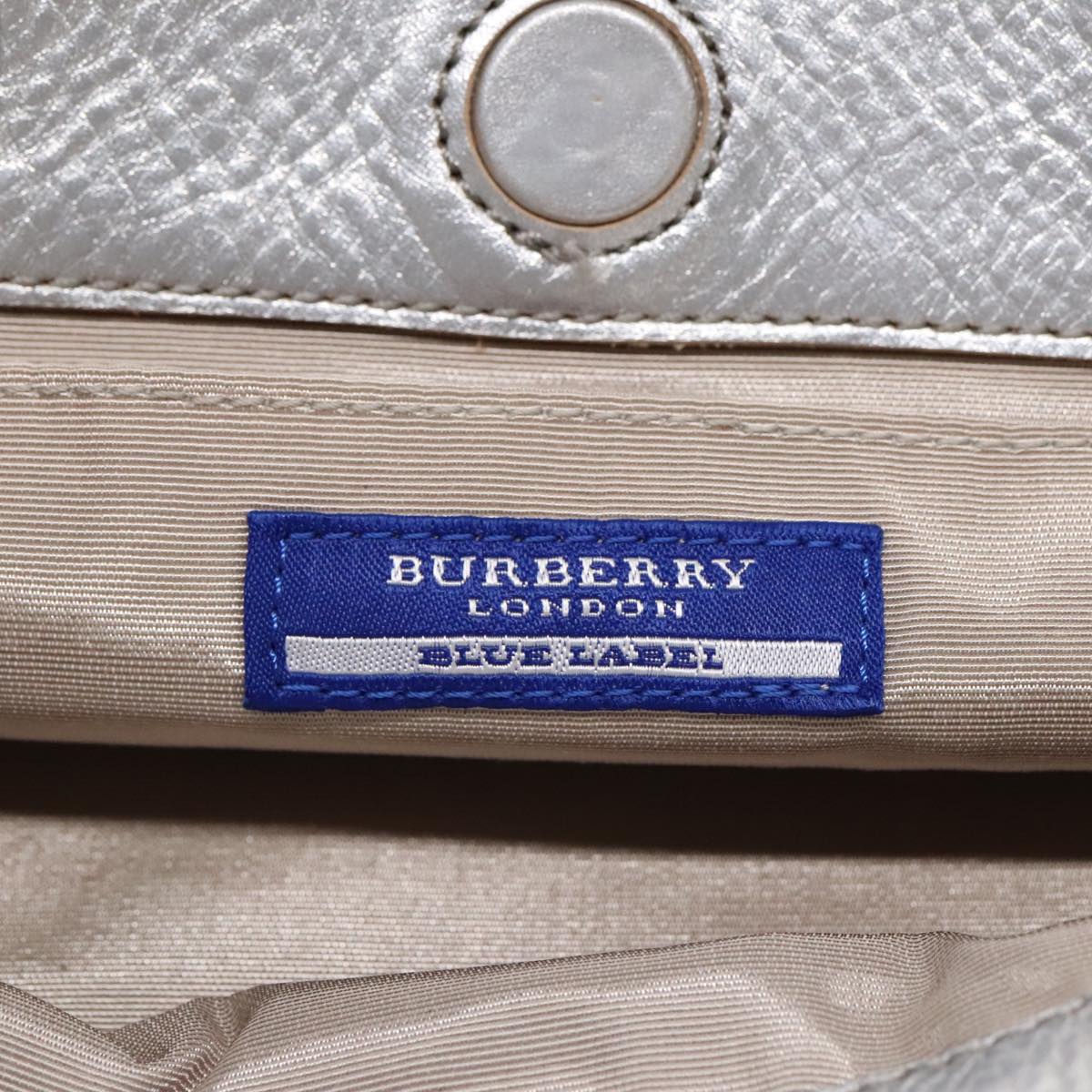 BURBERRY Blue Label Hand Bag Leather Silver Auth 91271