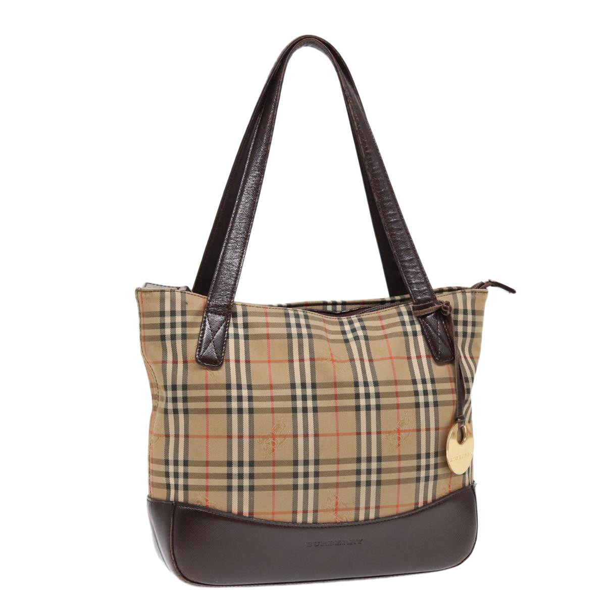 BURBERRY Nova Check Tote Bag Canvas Beige Auth 91273