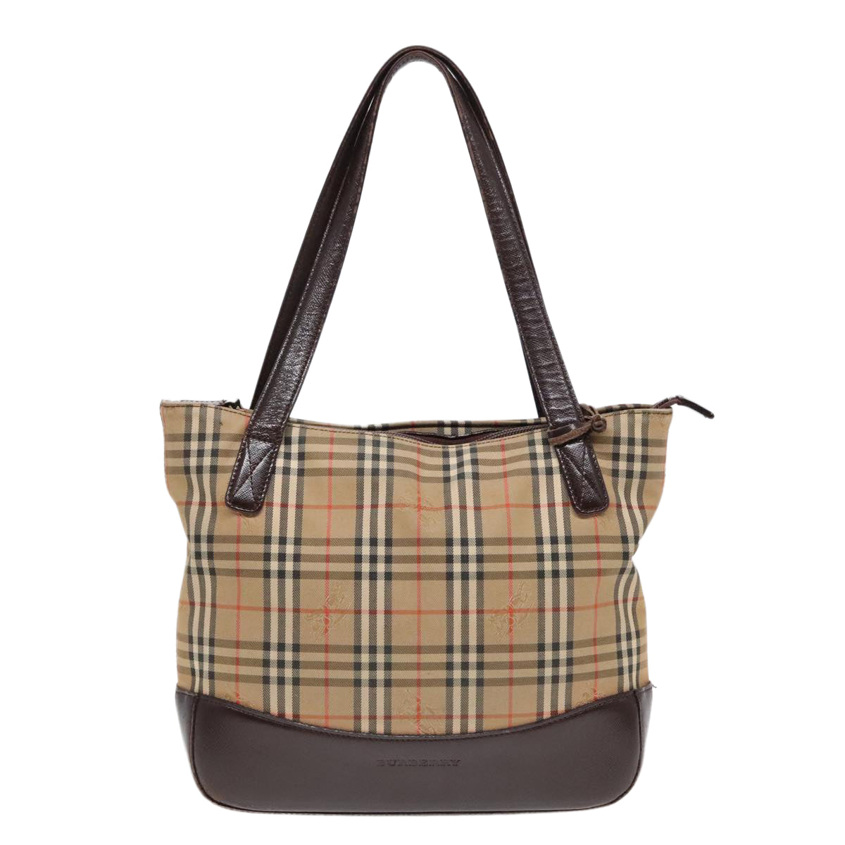 BURBERRY Nova Check Tote Bag Canvas Beige Auth 91273