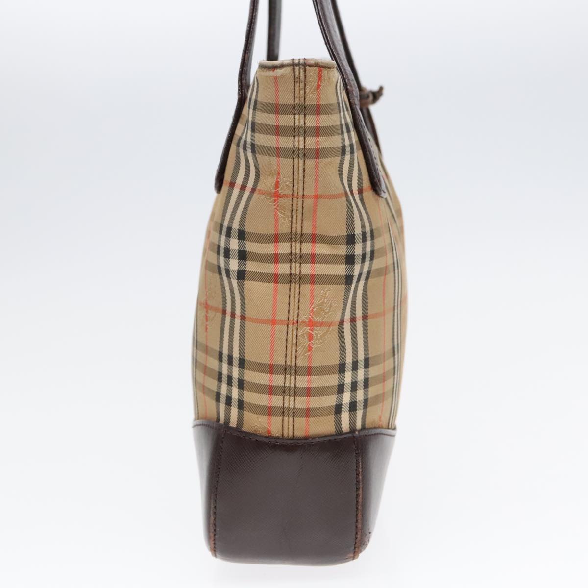 BURBERRY Nova Check Tote Bag Canvas Beige Auth 91273