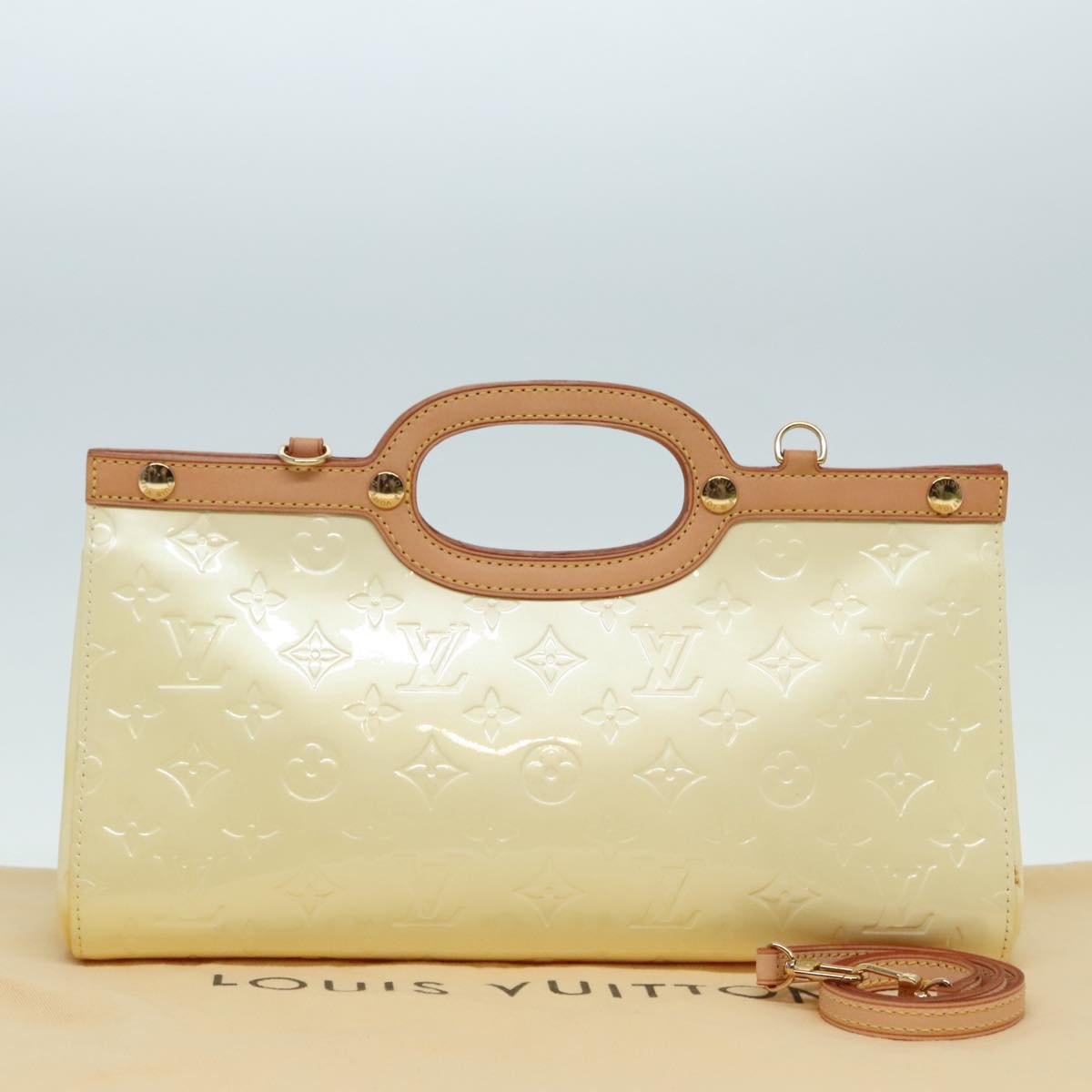 LOUIS VUITTON Monogram Vernis Roxbury Drive Hand Bag Perle M91374 LV Auth 91342