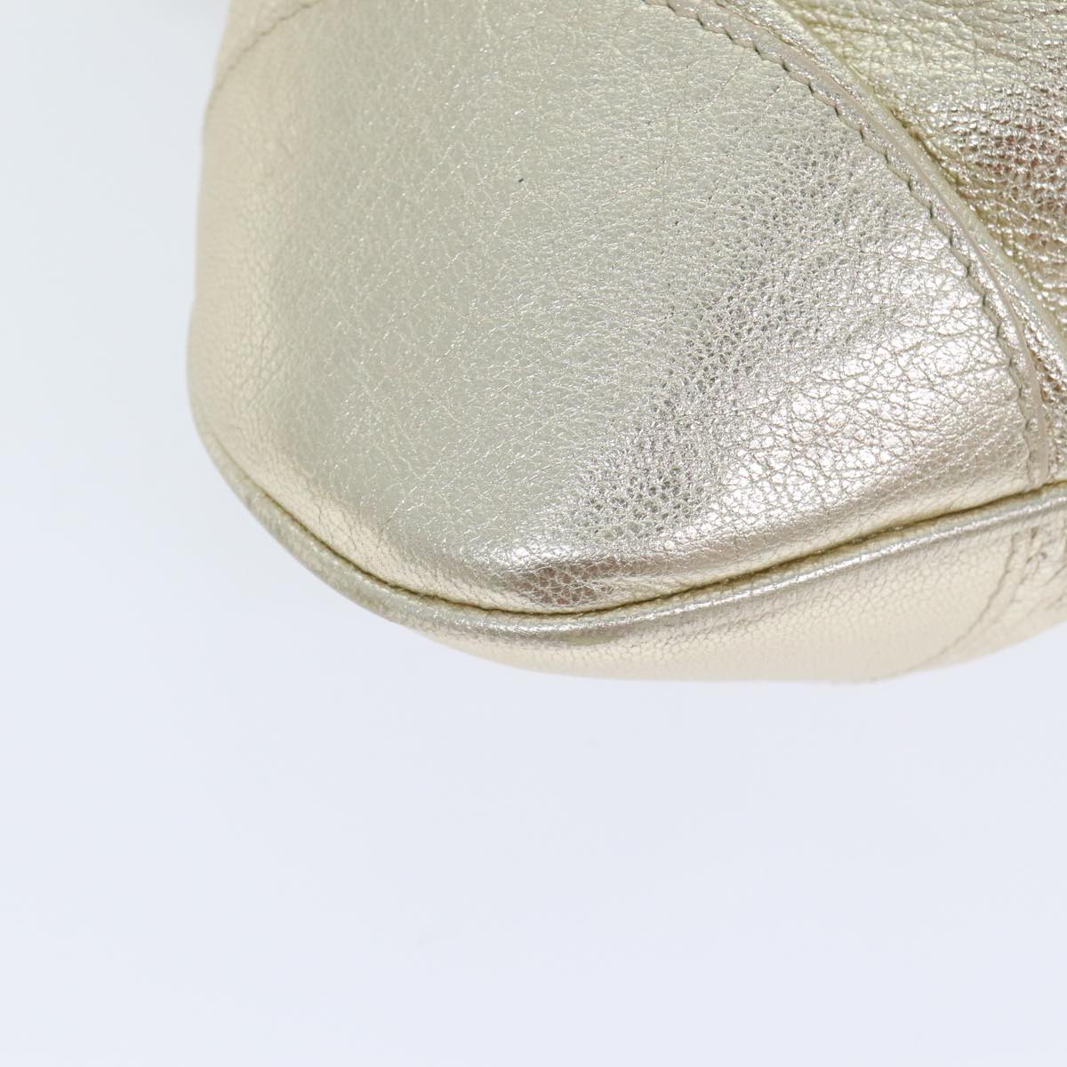 Salvatore Ferragamo Gancini Hand Bag Leather Gold Tone Gold Auth 91343V