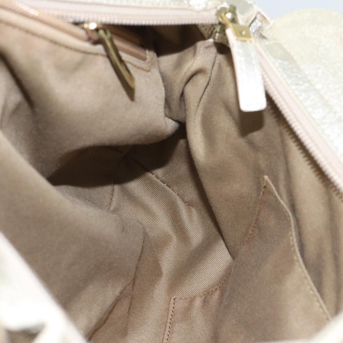 Salvatore Ferragamo Gancini Hand Bag Leather Gold Tone Gold Auth 91343V