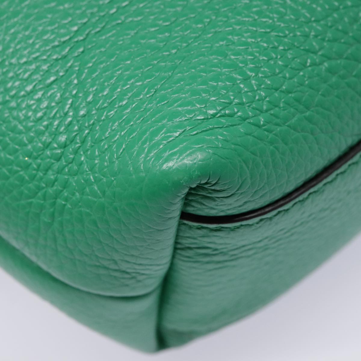 Salvatore Ferragamo Hand Bag Leather 2way Green Gold Auth 91385V
