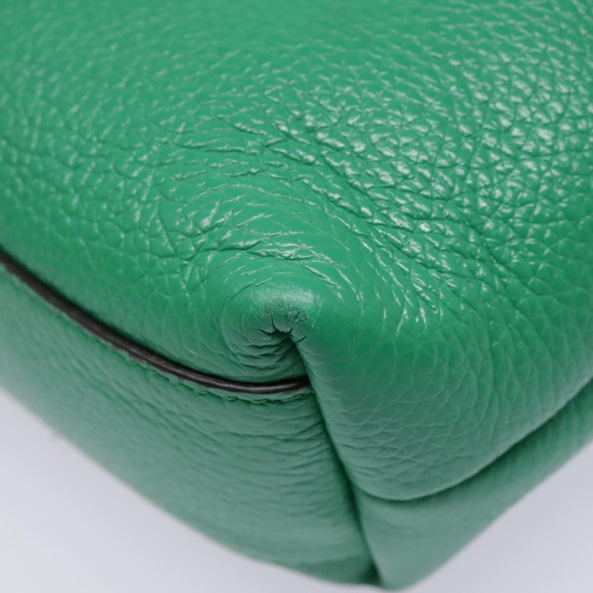 Salvatore Ferragamo Hand Bag Leather 2way Green Gold Auth 91385V