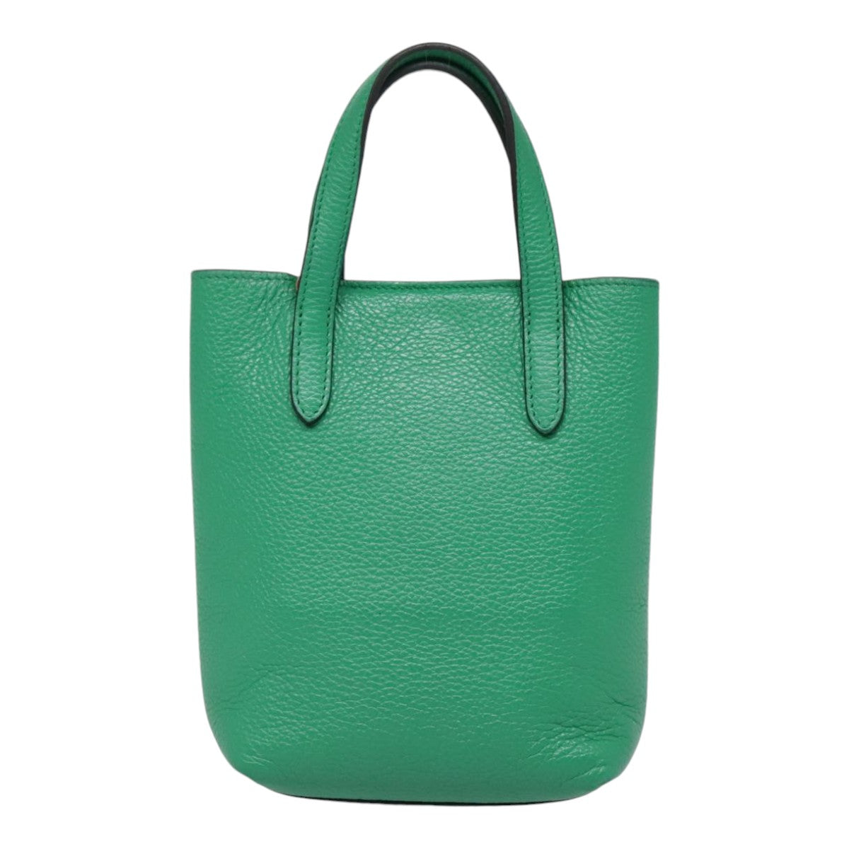 Salvatore Ferragamo Hand Bag Leather 2way Green Gold Auth 91385V