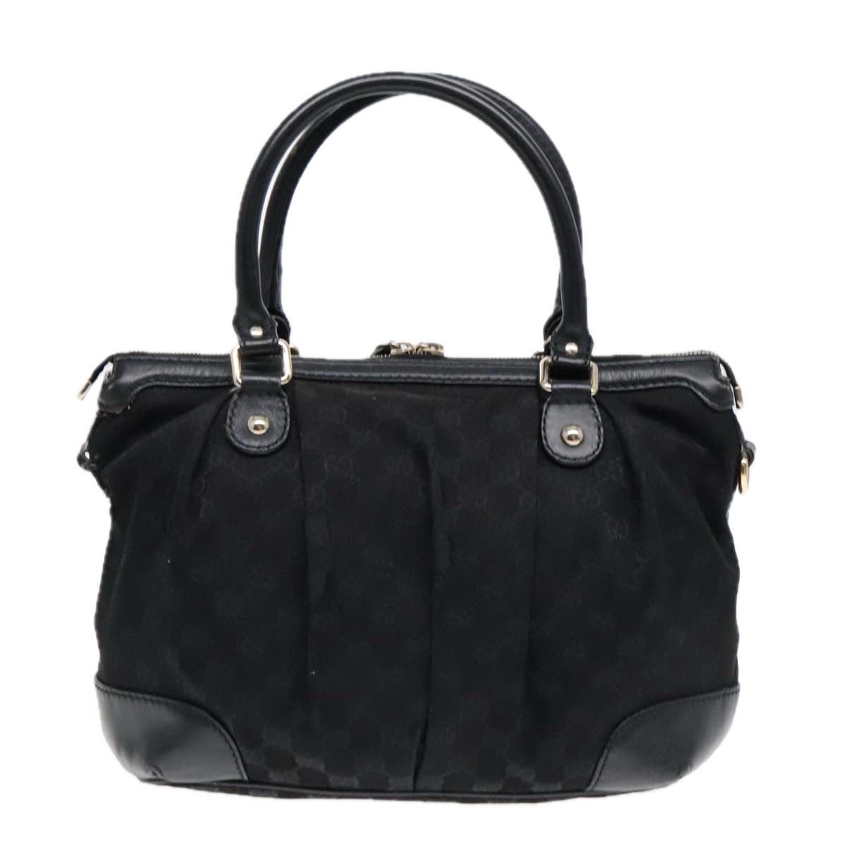 GUCCI GG Canvas Hand Bag 2way Black Gold 247902 Auth 91392