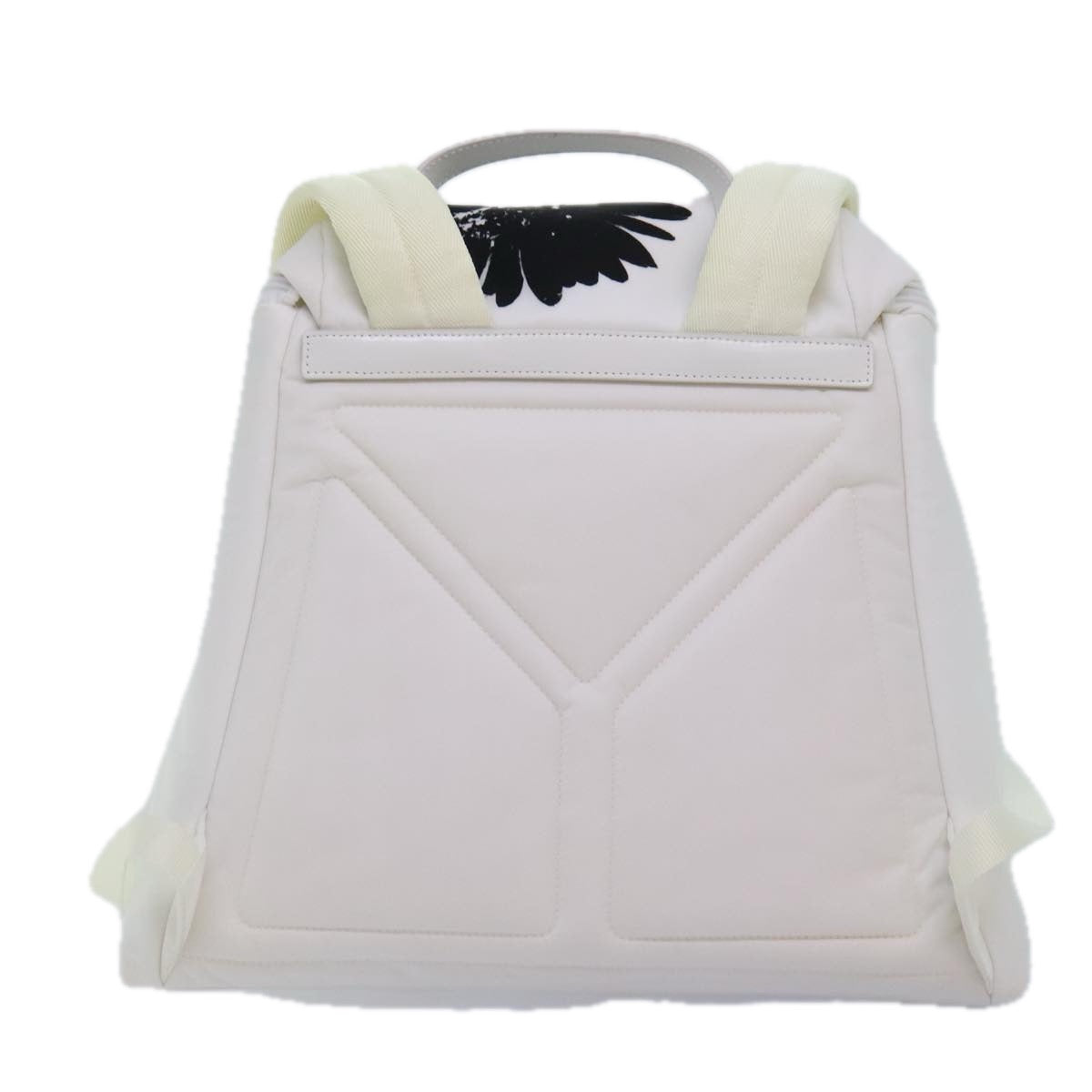 PRADA Backpack Nylon White Silver 1BZ072 Auth 91414A