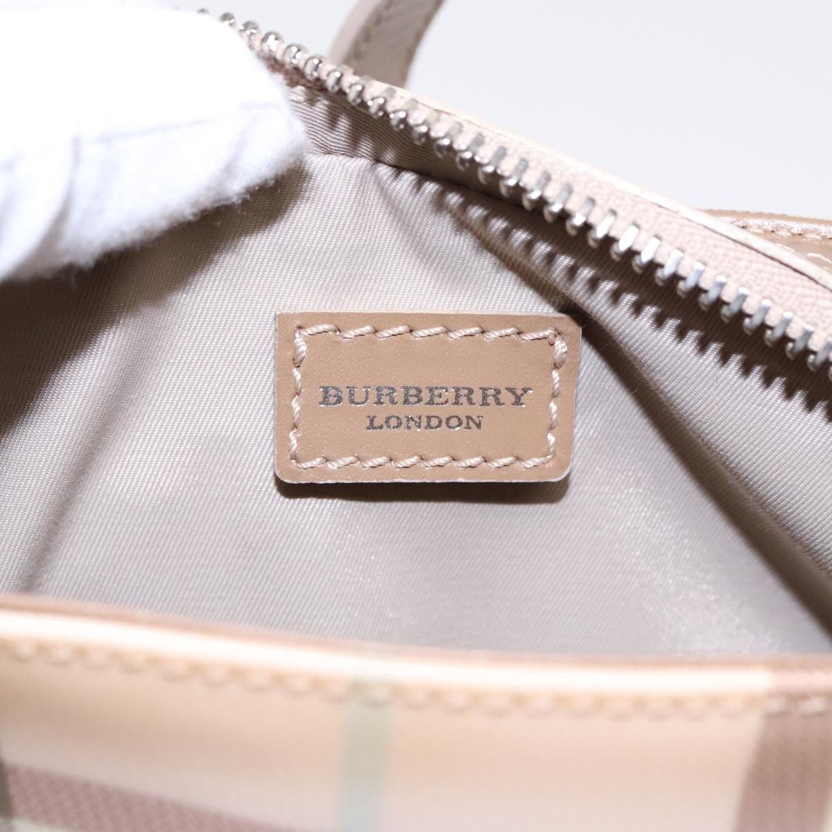 BURBERRY Nova Check Hand Bag Coated Canvas Pink Auth 91436