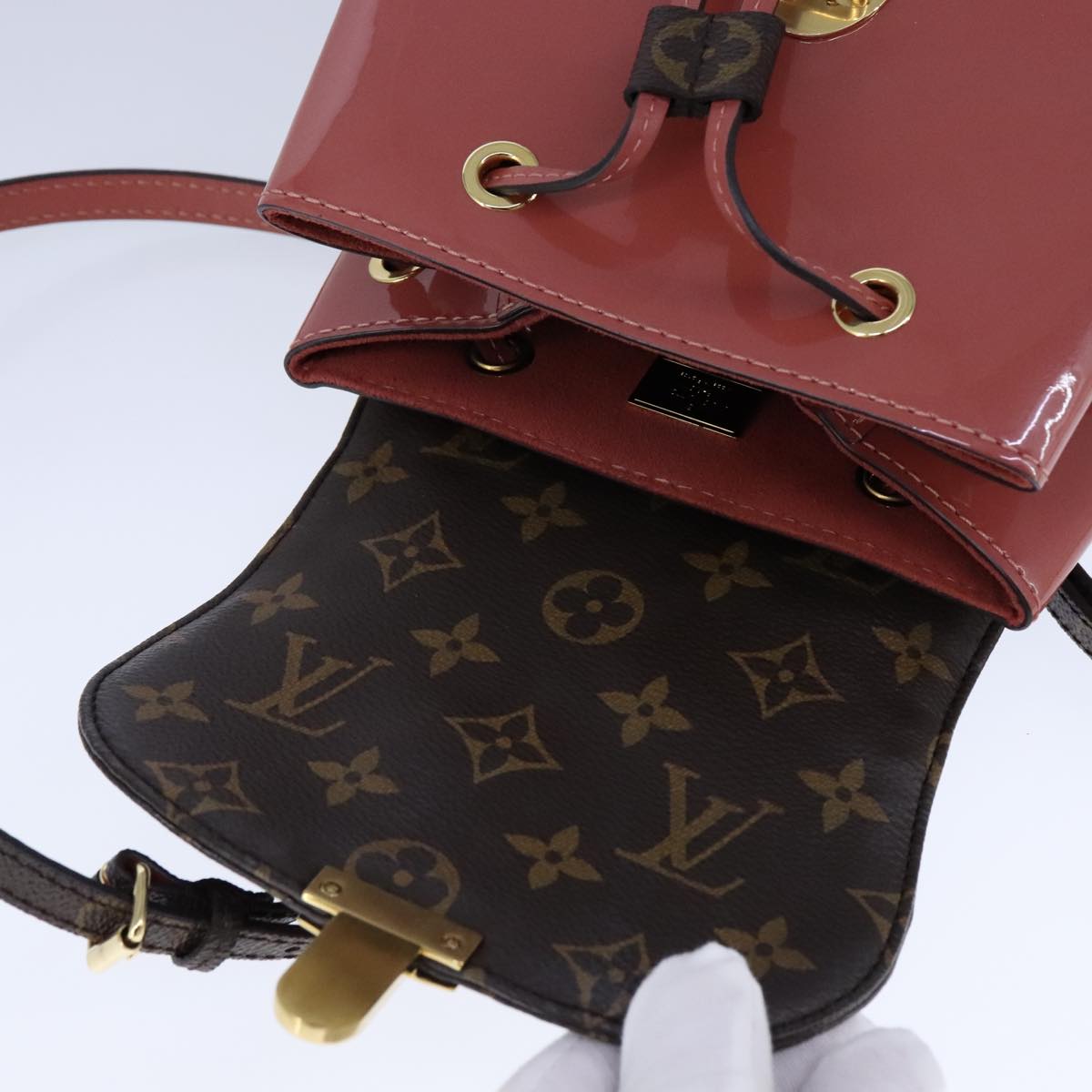 LOUIS VUITTON Monogram Vernis Hot Springs Backpack Pink M53545 LV Auth 91559SAM