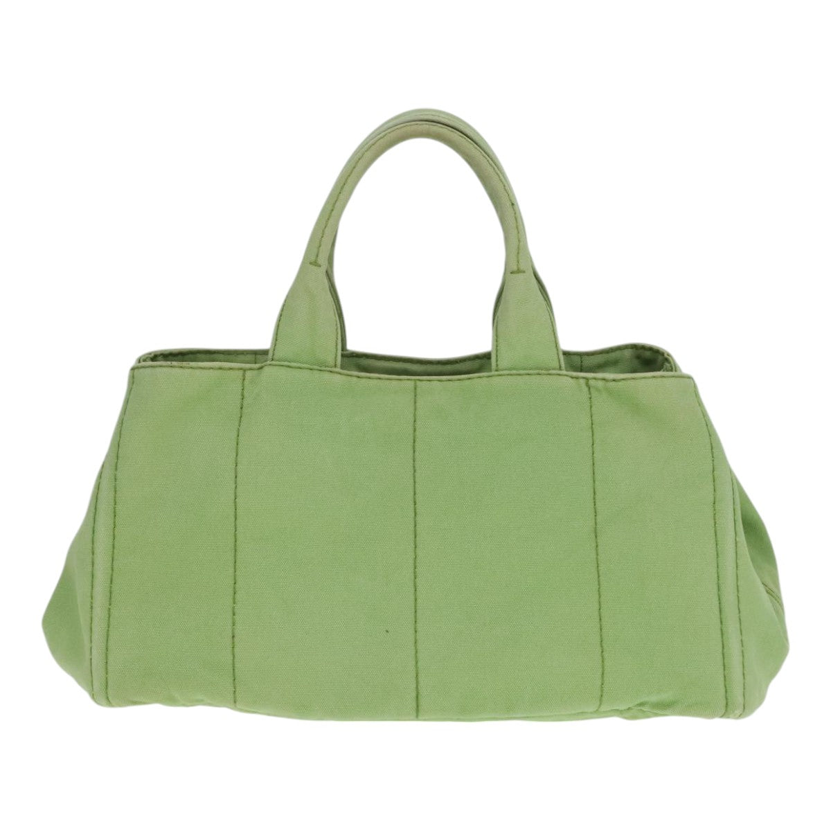 PRADA Canapa GM Hand Bag Canvas LIme Green Gold Auth 91560