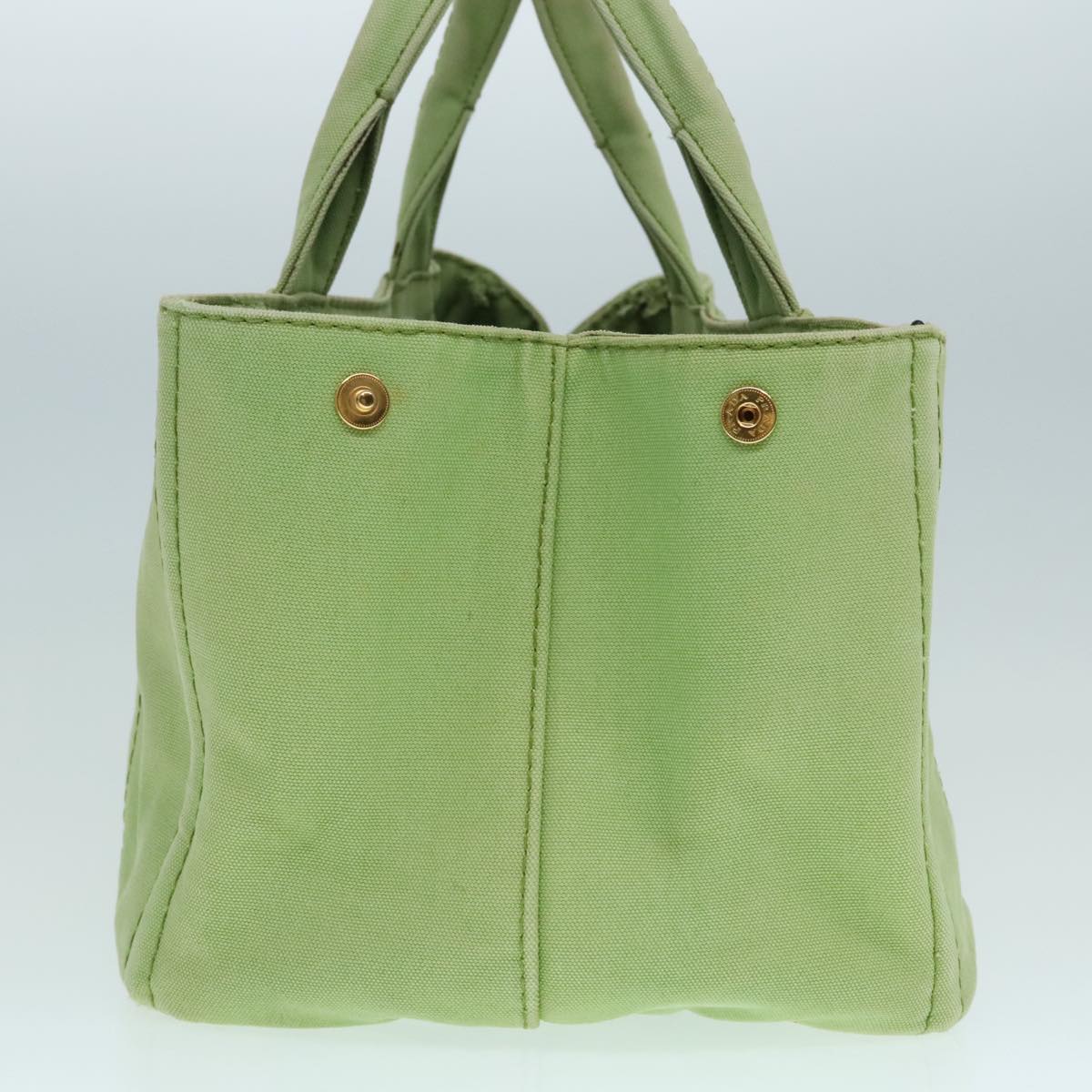 PRADA Canapa GM Hand Bag Canvas LIme Green Gold Auth 91560