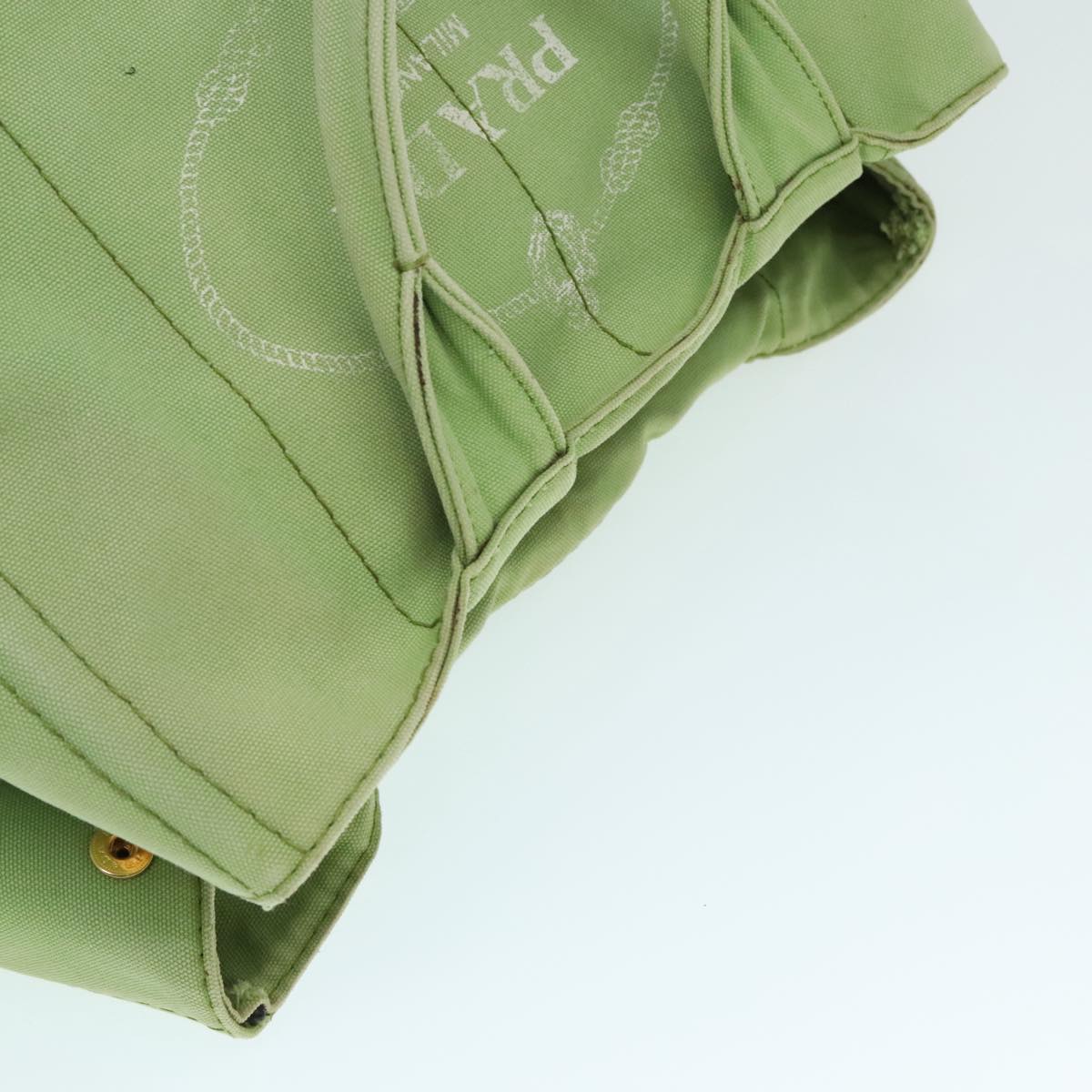 PRADA Canapa GM Hand Bag Canvas LIme Green Gold Auth 91560