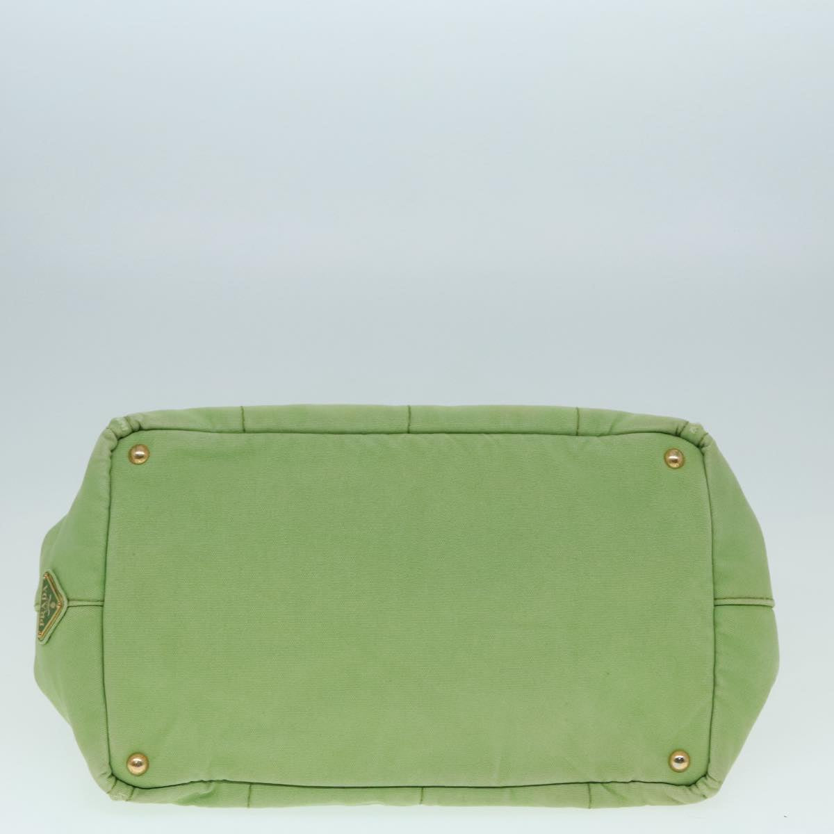 PRADA Canapa GM Hand Bag Canvas LIme Green Gold Auth 91560