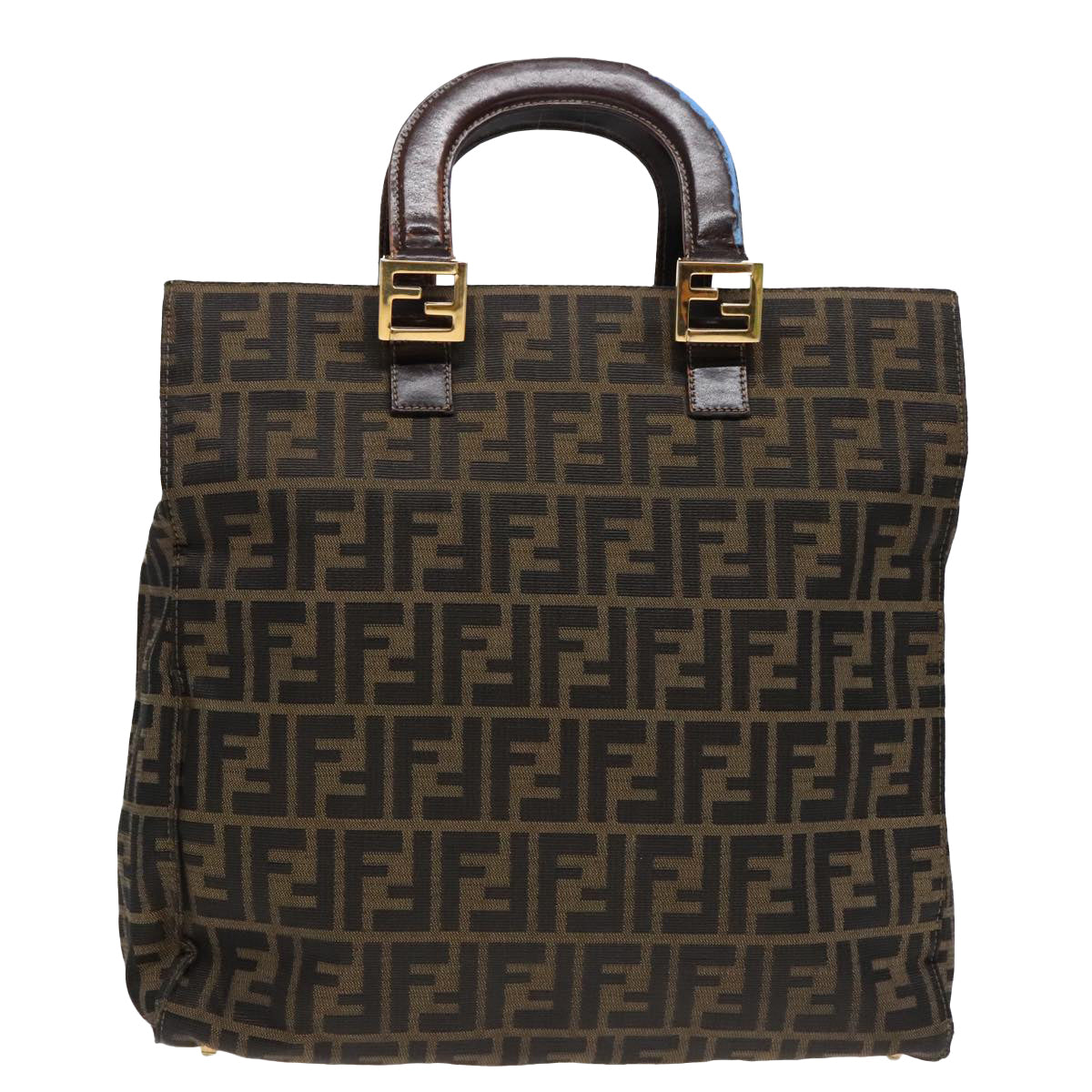 FENDI Zucca Canvas Hand Bag Brown Auth 91561