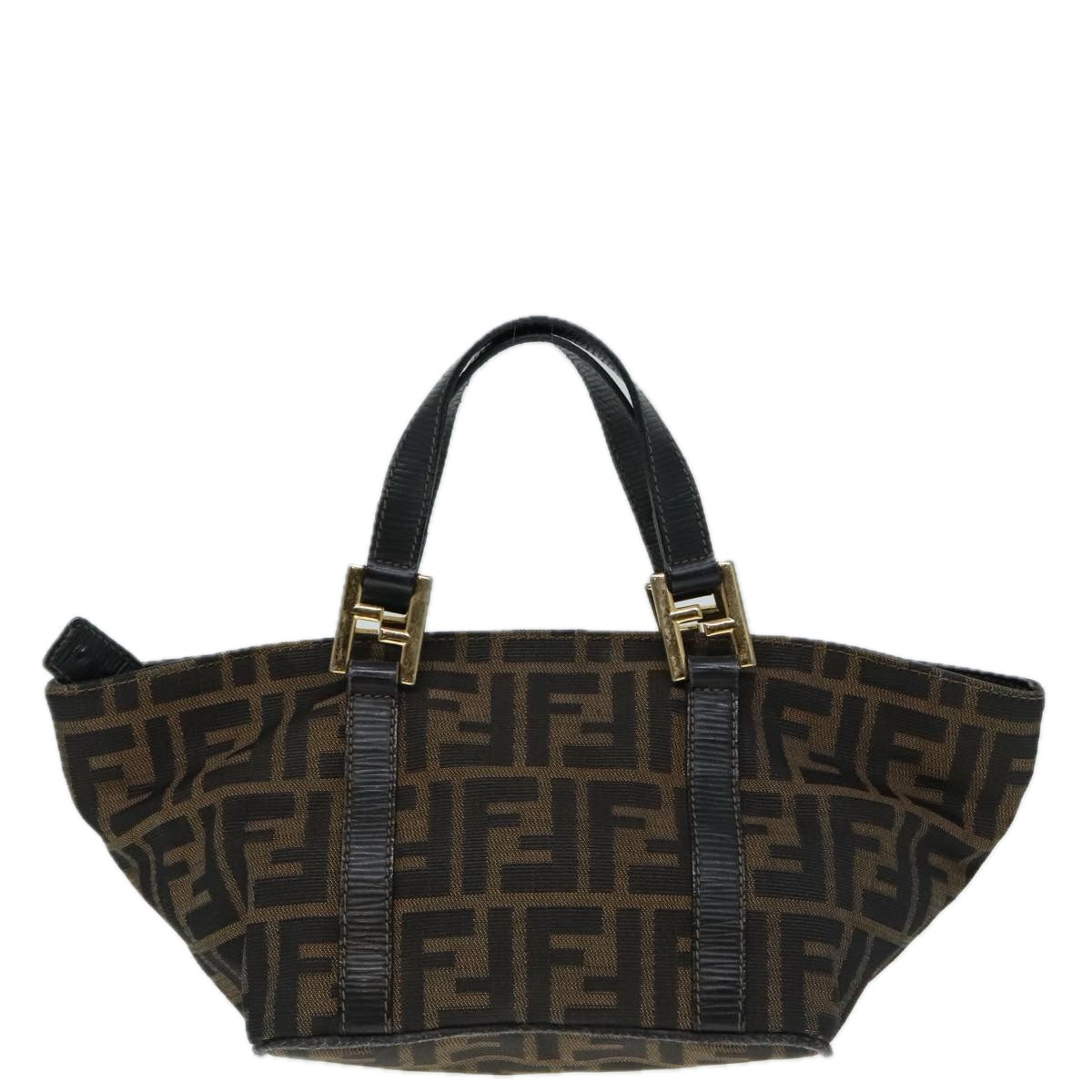 FENDI Zucca Canvas Hand Bag Brown Auth 91562