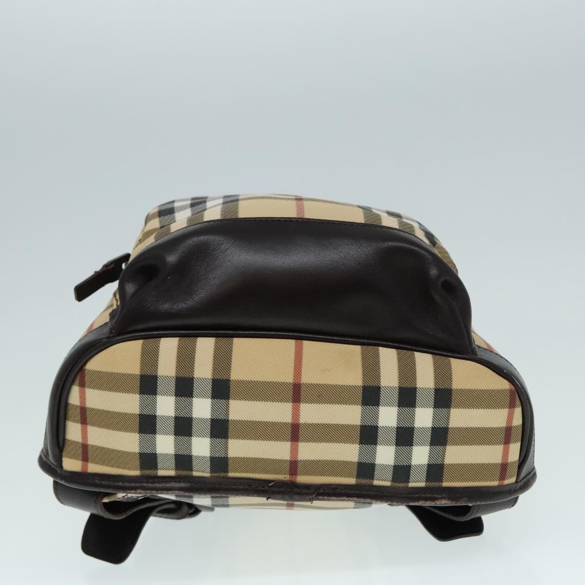 BURBERRY Nova Check Backpack PVC Leather Beige Auth 91566