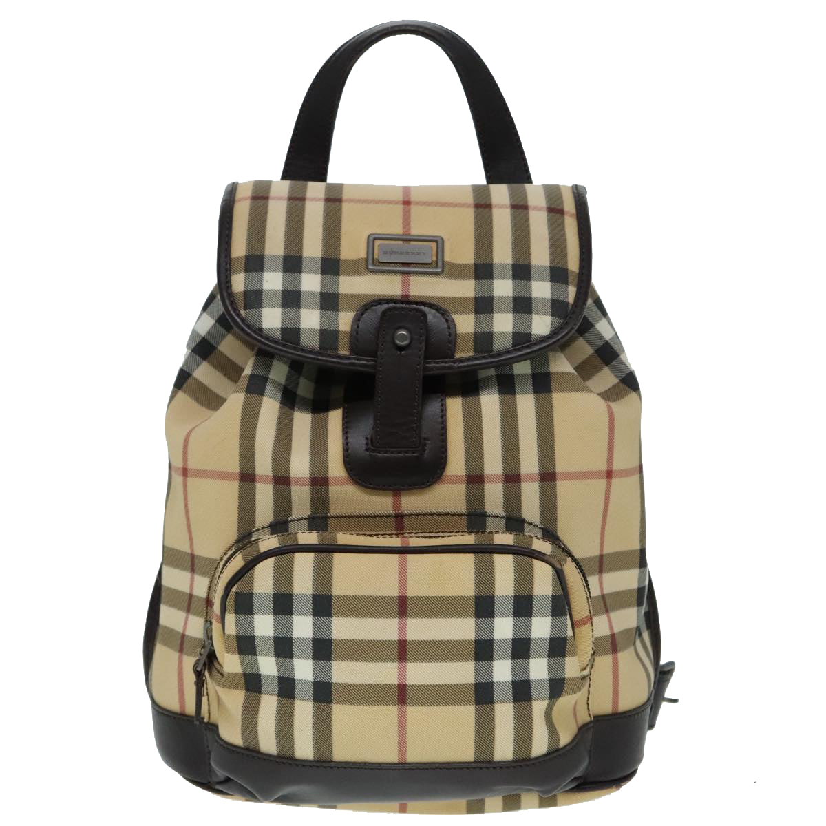 BURBERRY Nova Check Backpack PVC Leather Beige Auth 91566