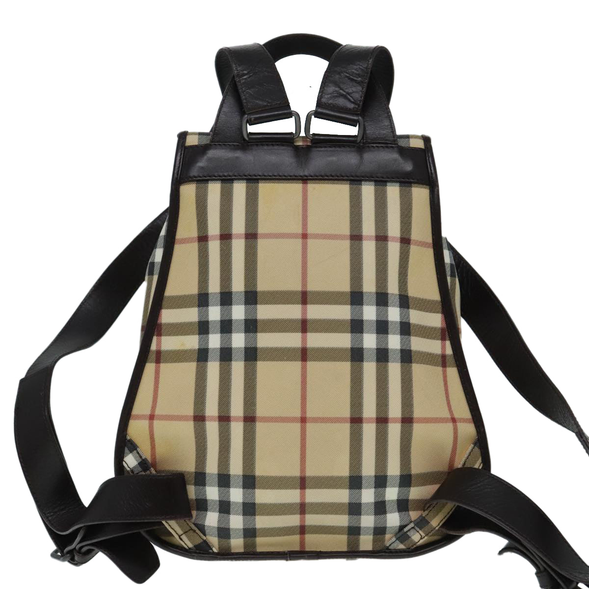 BURBERRY Nova Check Backpack PVC Leather Beige Auth 91566