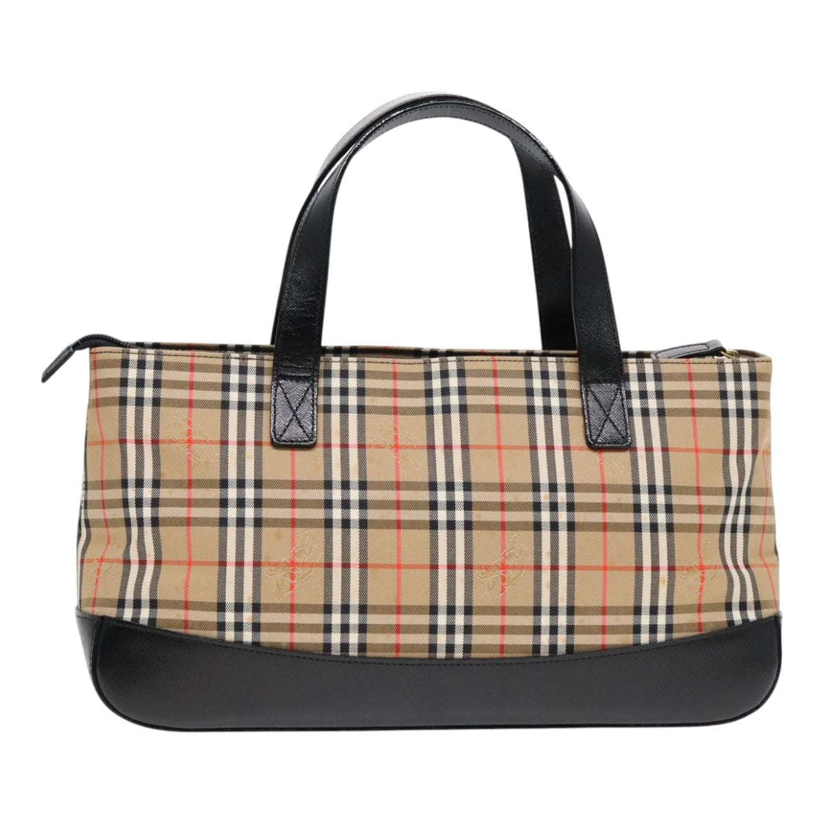 BURBERRY Nova Check Hand Bag Canvas Beige Auth 91568