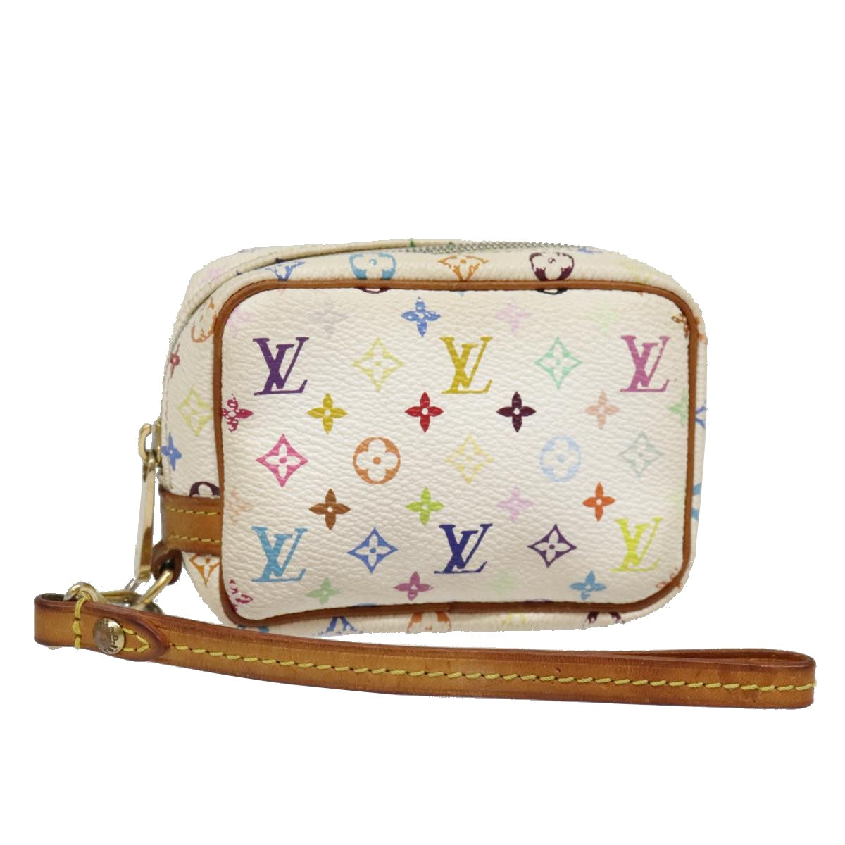 LOUIS VUITTON Monogram Multicolor Trousse Wapity Pouch White M58033 Auth 91572