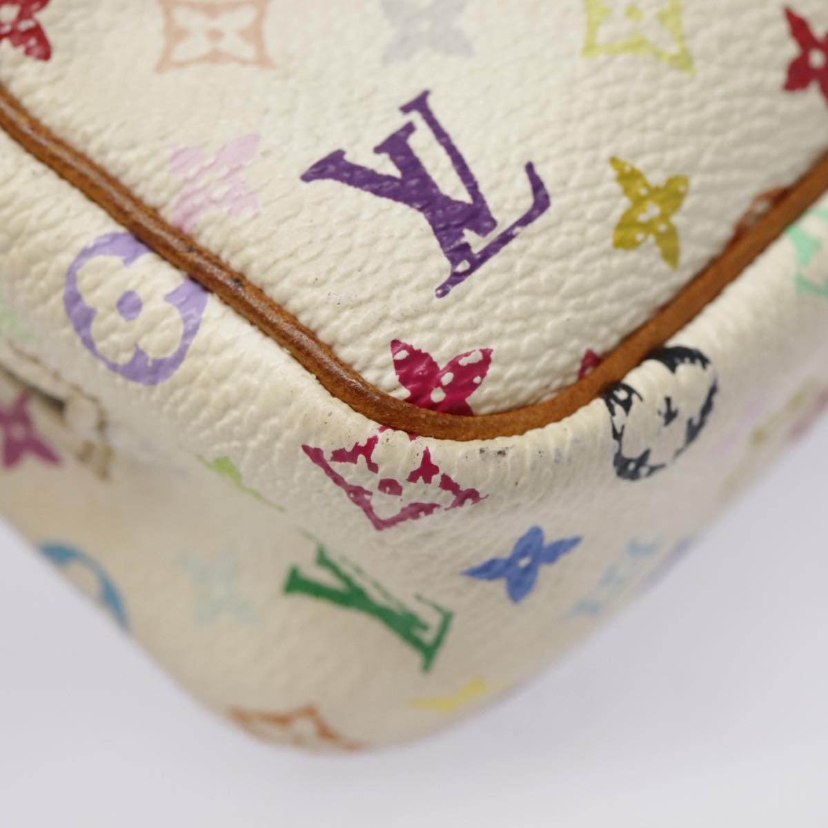 LOUIS VUITTON Monogram Multicolor Trousse Wapity Pouch White M58033 Auth 91572