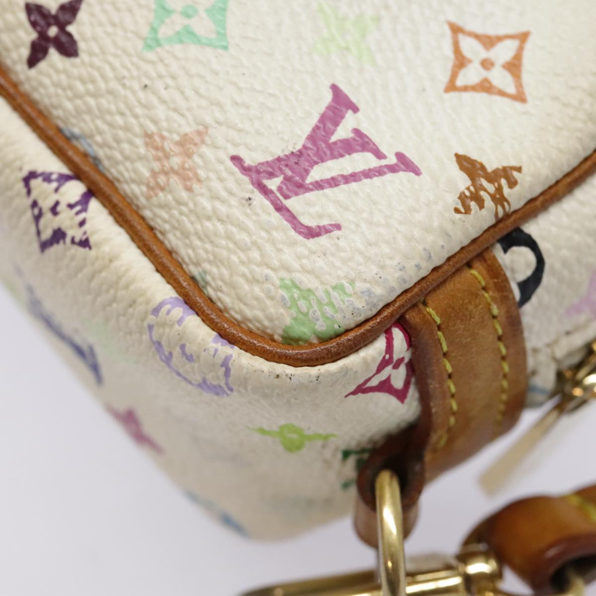 LOUIS VUITTON Monogram Multicolor Trousse Wapity Pouch White M58033 Auth 91572