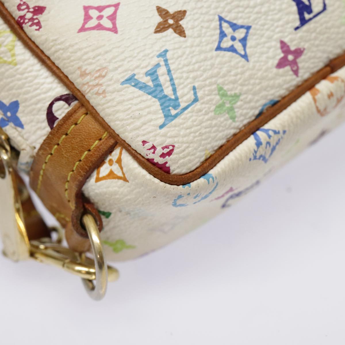 LOUIS VUITTON Monogram Multicolor Trousse Wapity Pouch White M58033 Auth 91572