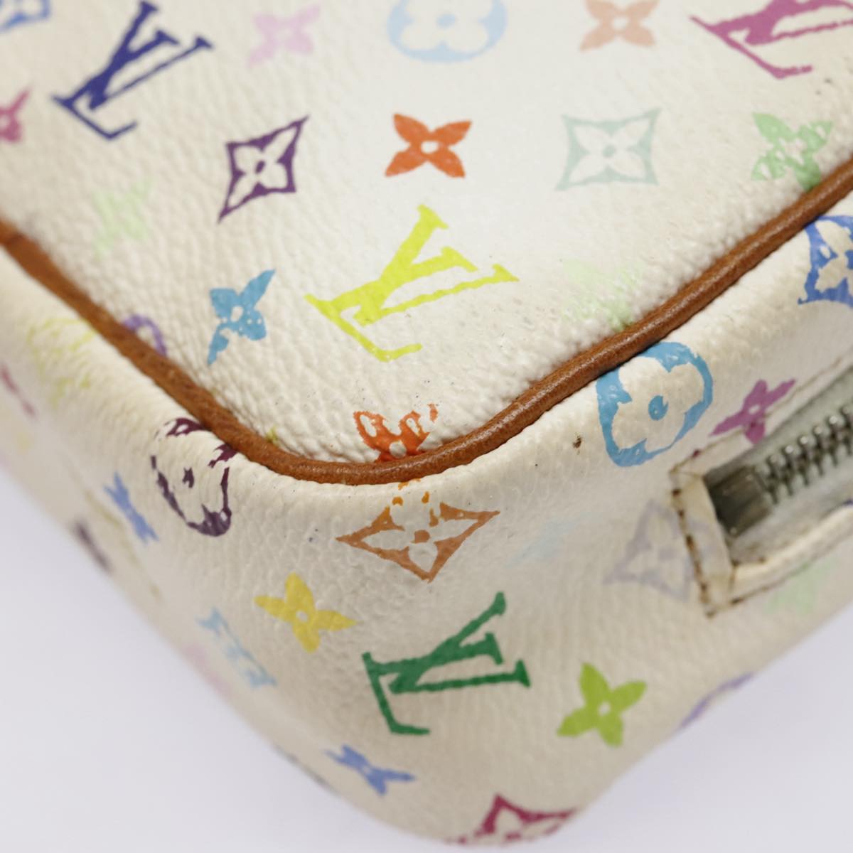 LOUIS VUITTON Monogram Multicolor Trousse Wapity Pouch White M58033 Auth 91572