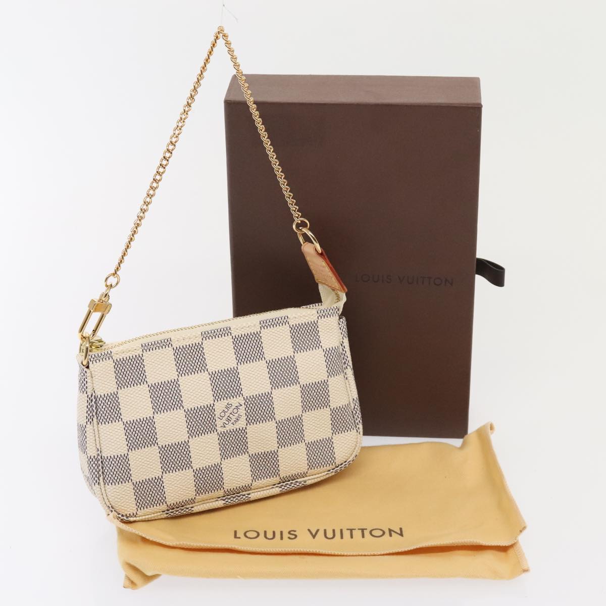 LOUIS VUITTON Damier Azur Mini Pochette Accessoires Pouch N63005 LV Auth 91574