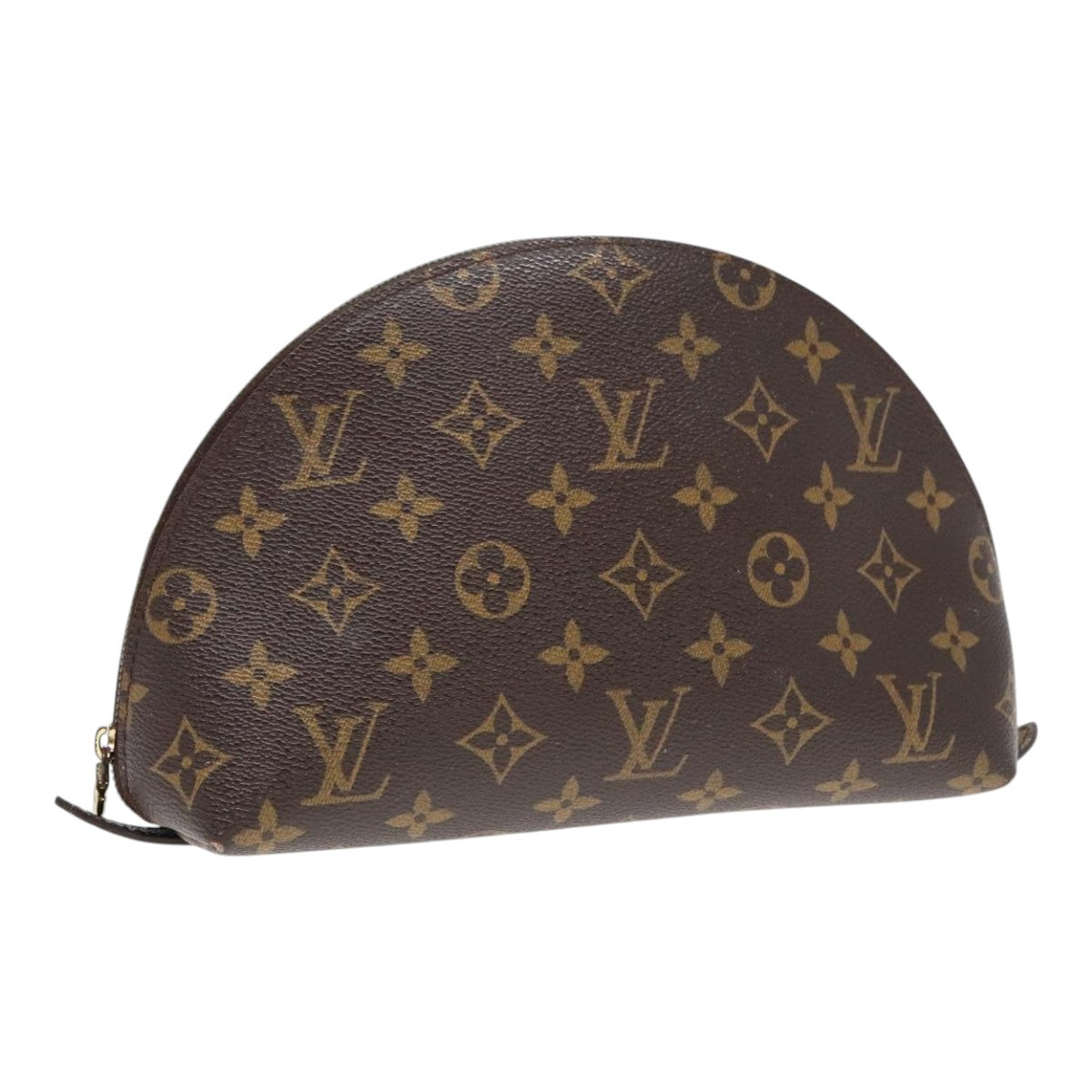 LOUIS VUITTON Monogram Trousse Demi Ronde Cosmetic Pouch M47520 LV Auth 91580