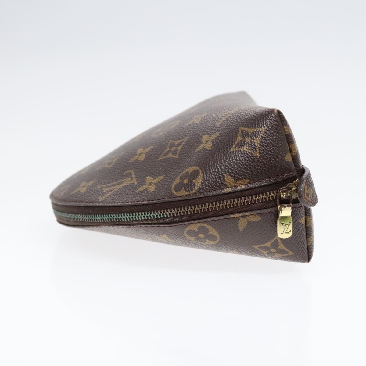 LOUIS VUITTON Monogram Trousse Demi Ronde Cosmetic Pouch M47520 LV Auth 91580