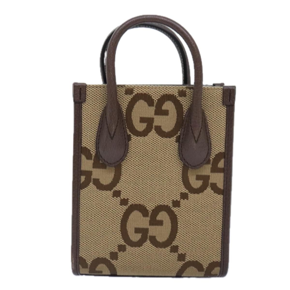 GUCCI GG Canvas Web Sherry Line Hand Bag 2way Beige Green Red Auth 91590A