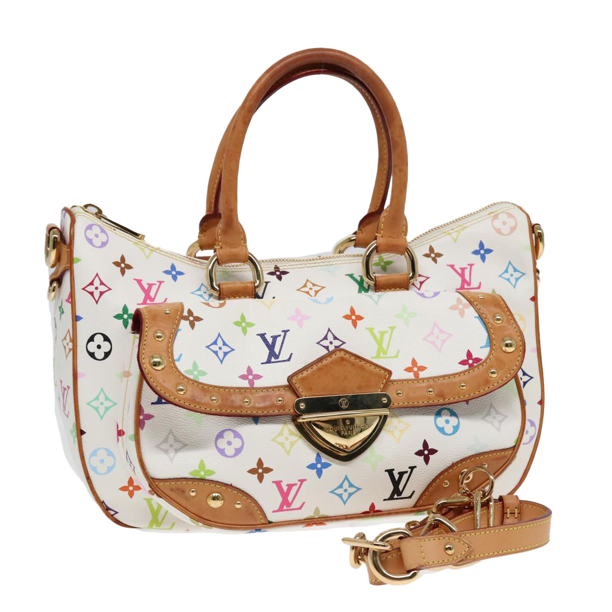 LOUIS VUITTON Monogram Multicolor Rita Hand Bag 2way White M40125 LV Auth 91592