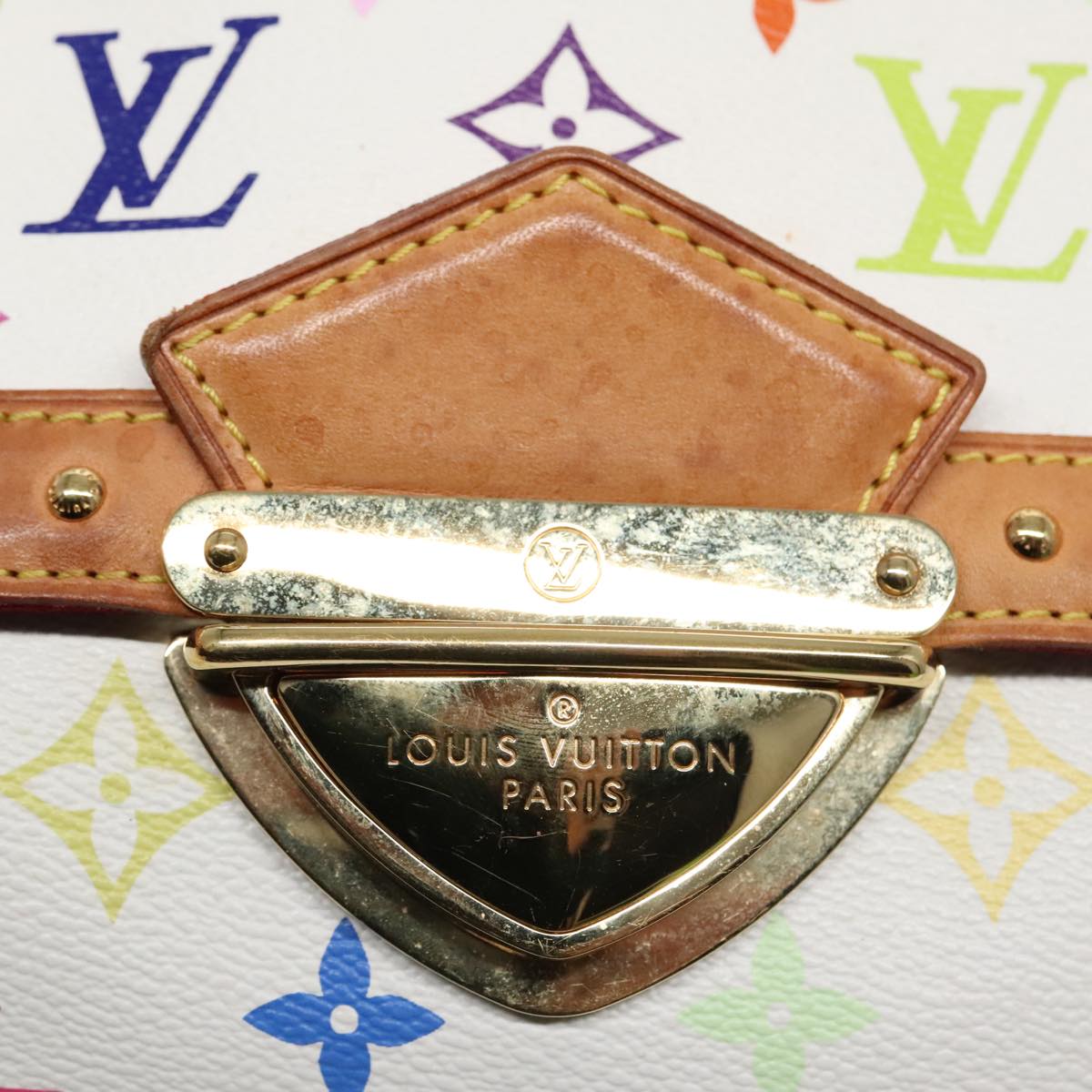 LOUIS VUITTON Monogram Multicolor Rita Hand Bag 2way White M40125 LV Auth 91592