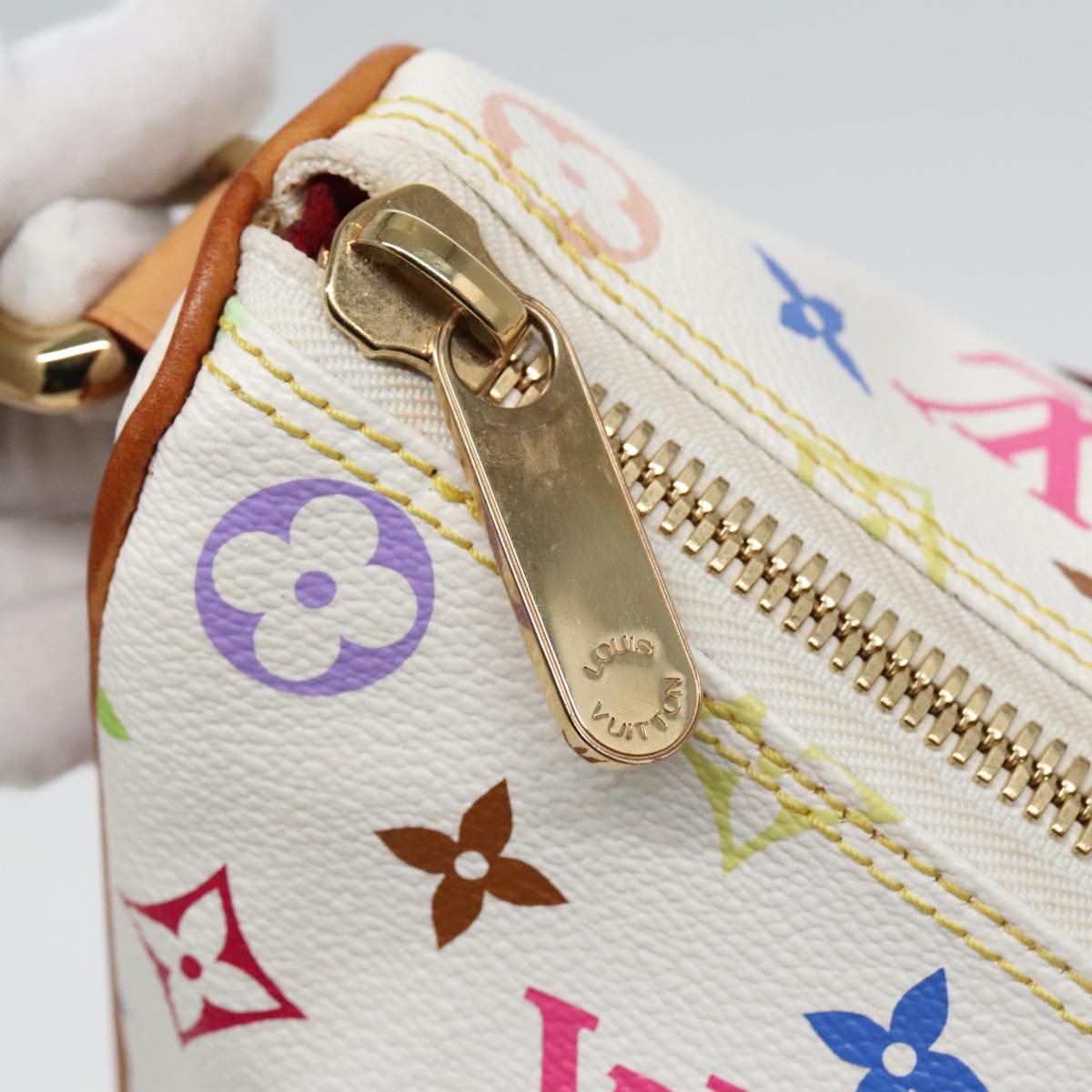 LOUIS VUITTON Monogram Multicolor Rita Hand Bag 2way White M40125 LV Auth 91592