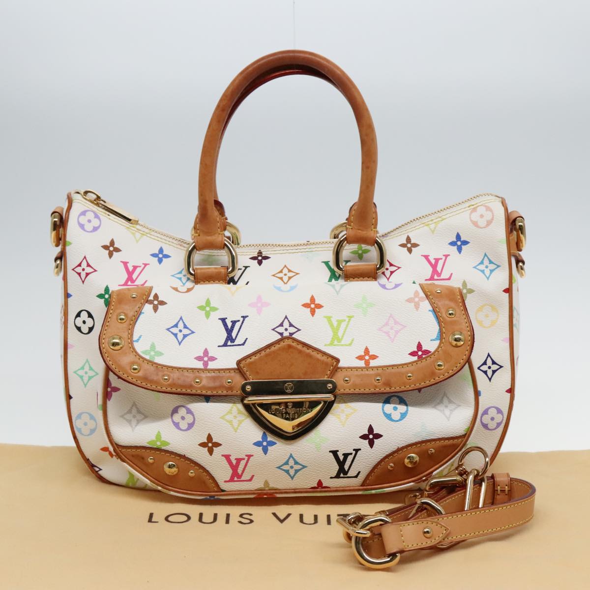 LOUIS VUITTON Monogram Multicolor Rita Hand Bag 2way White M40125 LV Auth 91592