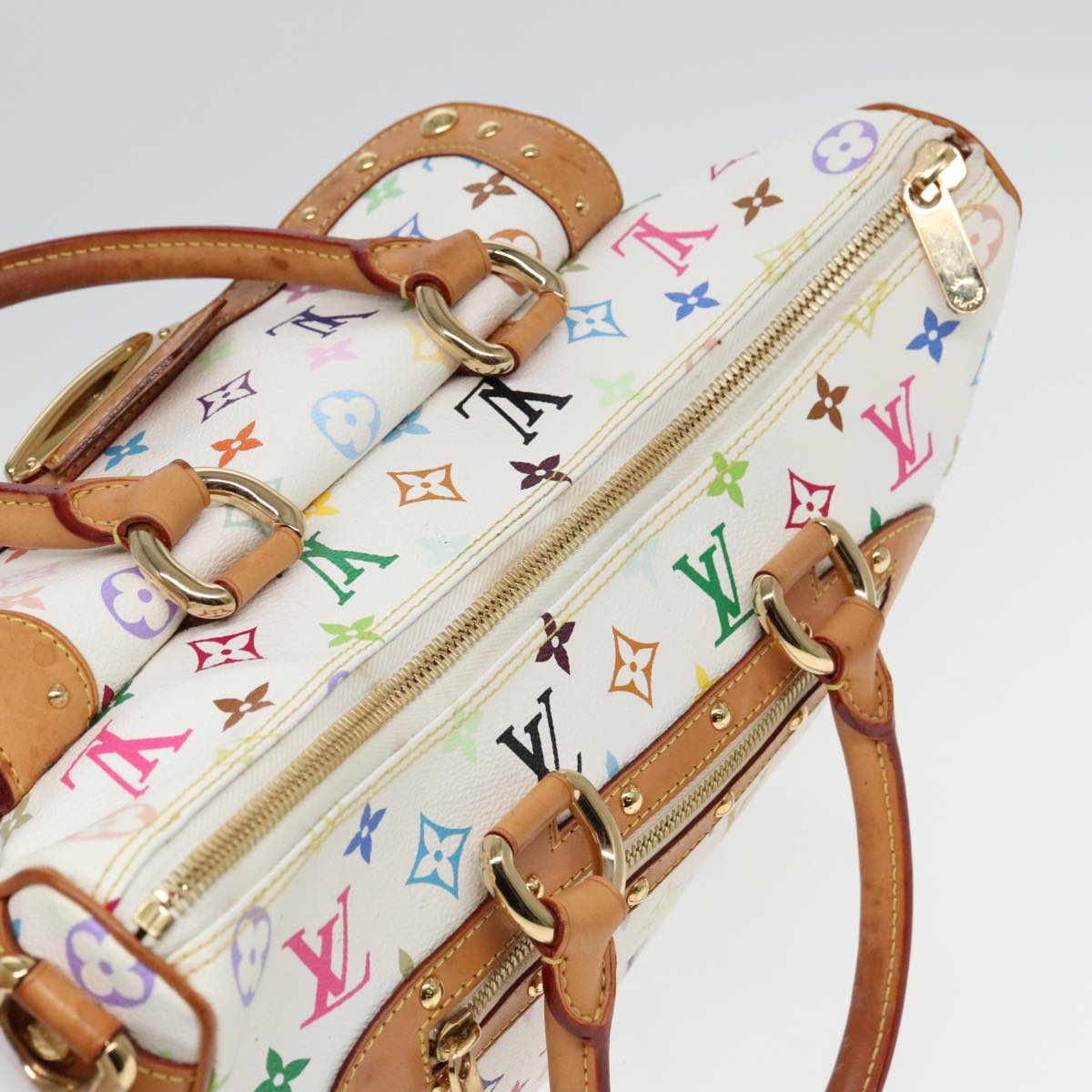 LOUIS VUITTON Monogram Multicolor Rita Hand Bag 2way White M40125 LV Auth 91592