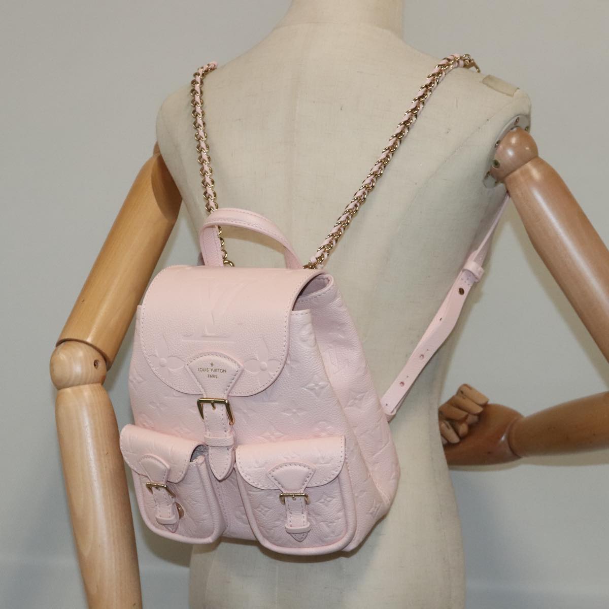 LOUIS VUITTON Monogram Empreinte Backup Backpack Pink M47074 LV Auth 91596S