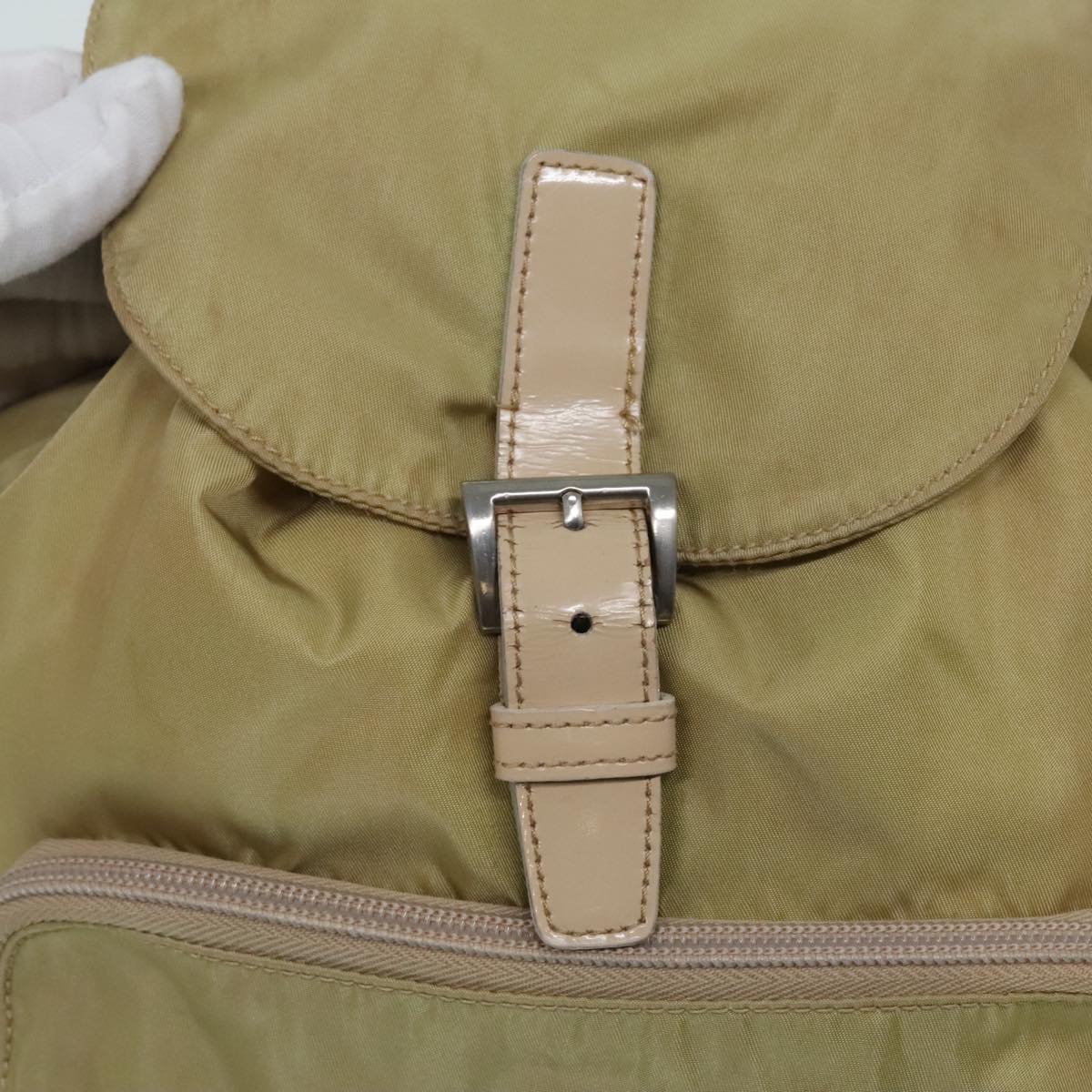 PRADA Backpack Nylon Beige Auth 91604