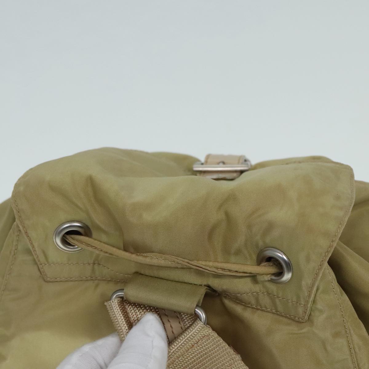 PRADA Backpack Nylon Beige Auth 91604