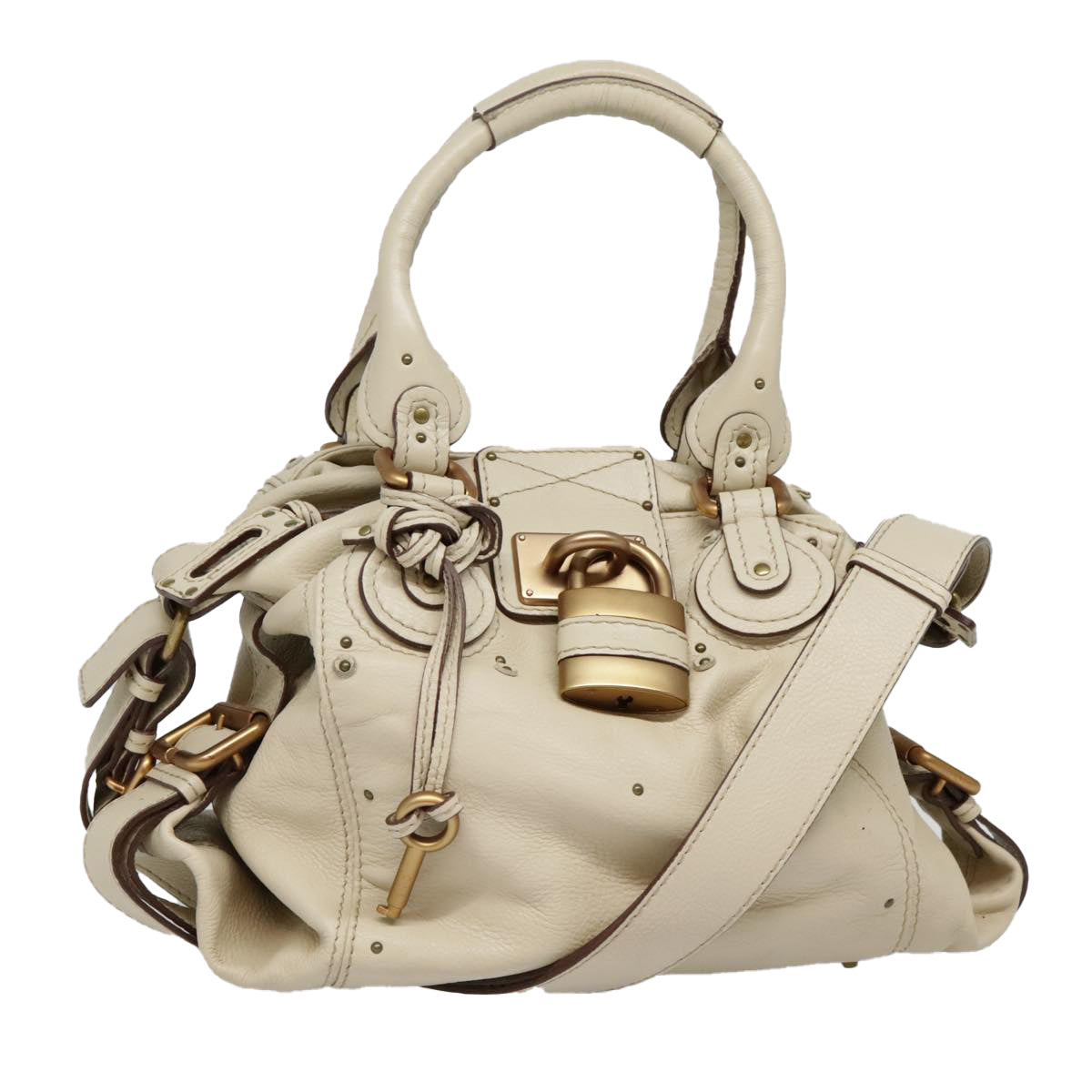 Chloe Paddington Hand Bag Leather 2way Beige Auth 91618