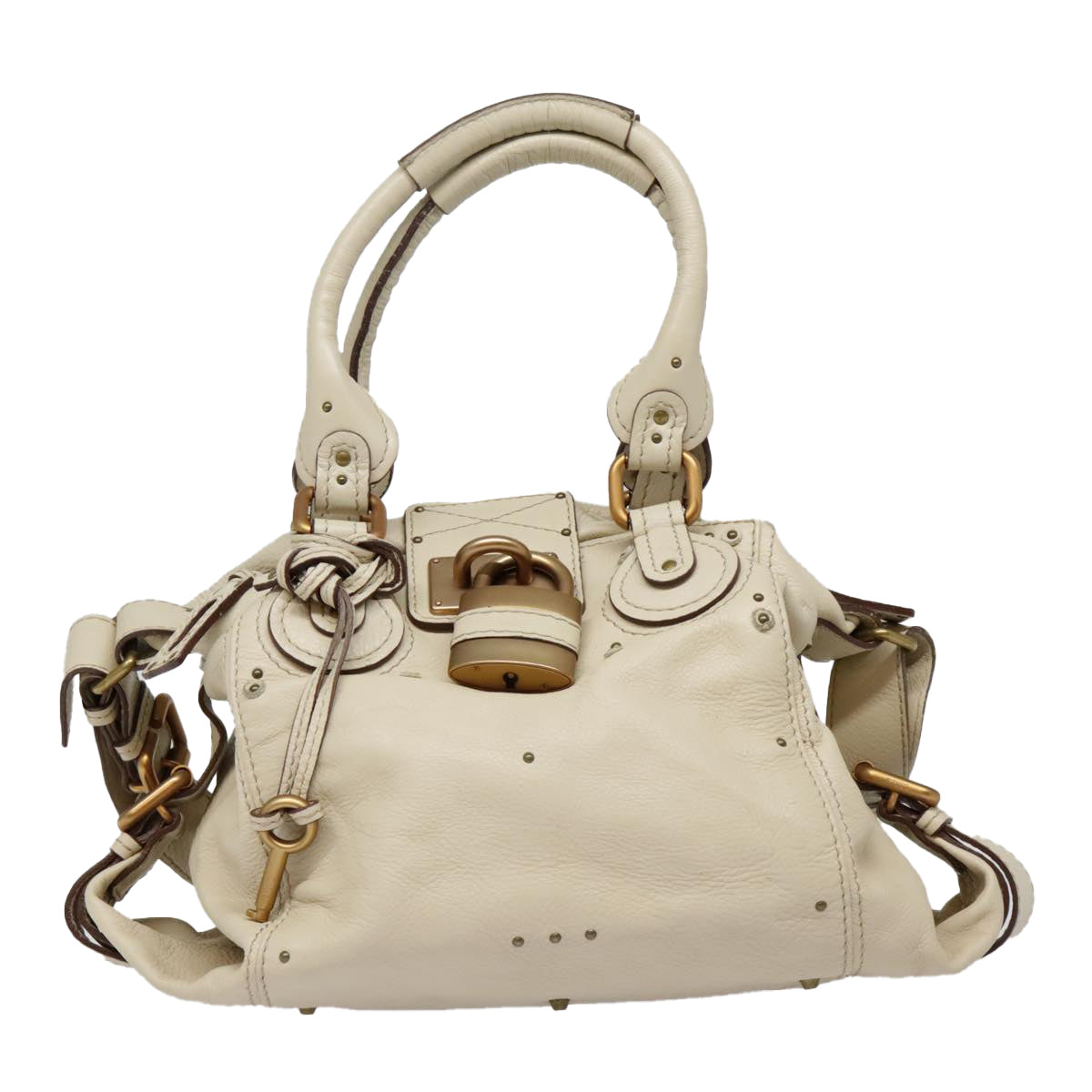 Chloe Paddington Hand Bag Leather 2way Beige Auth 91618