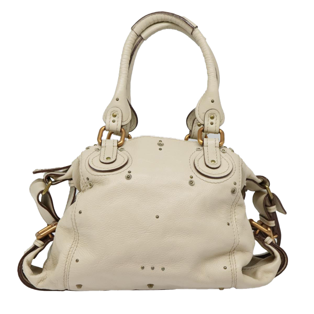 Chloe Paddington Hand Bag Leather 2way Beige Auth 91618