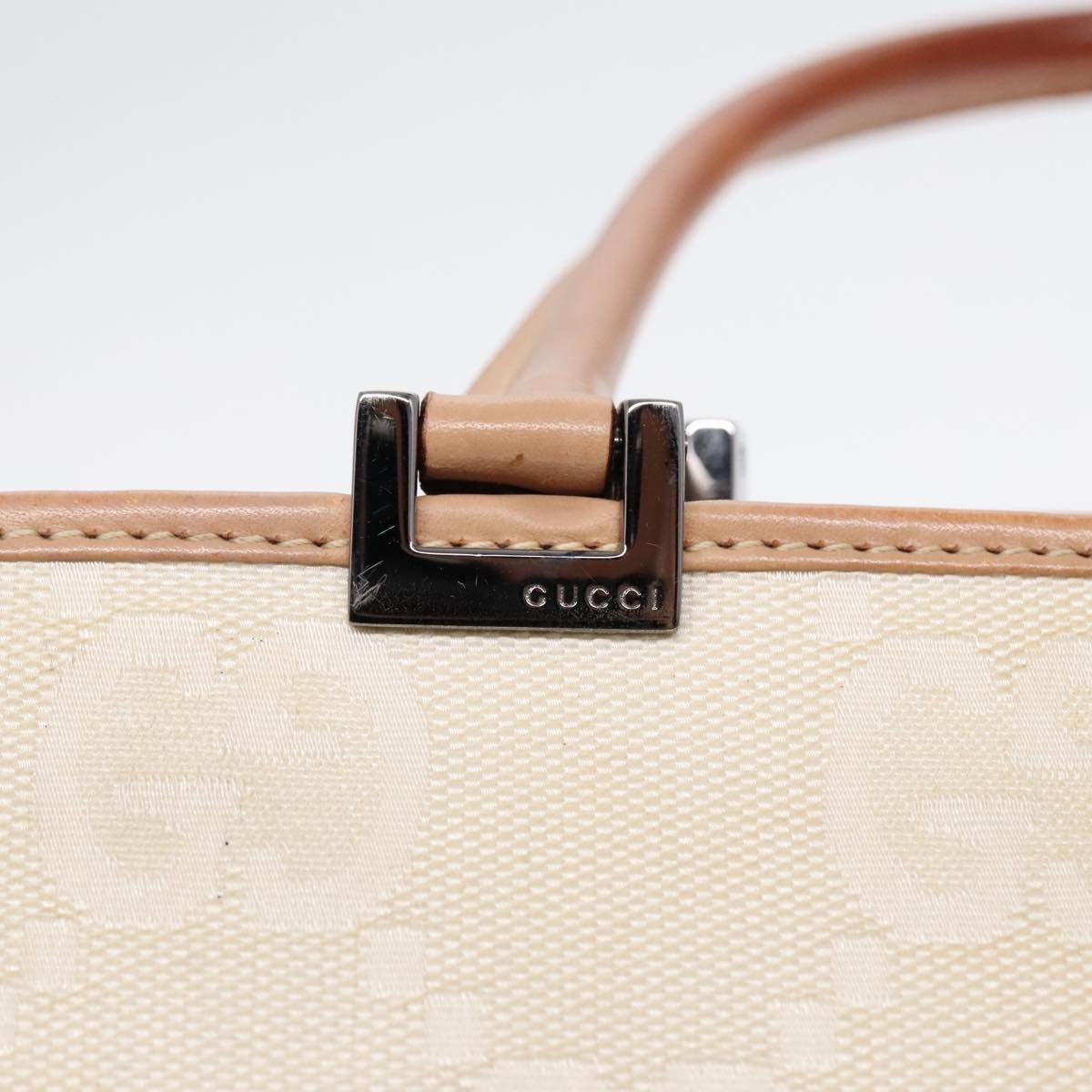 GUCCI GG Canvas Jackie Hand Bag White Beige Auth 91620