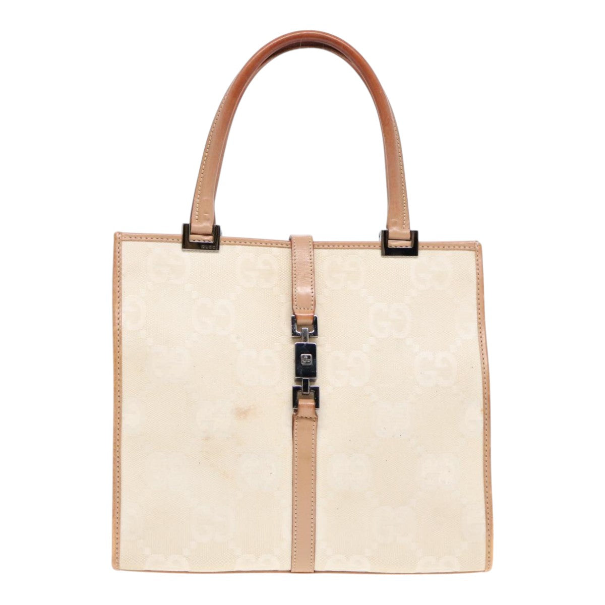 GUCCI GG Canvas Jackie Hand Bag White Beige Auth 91620