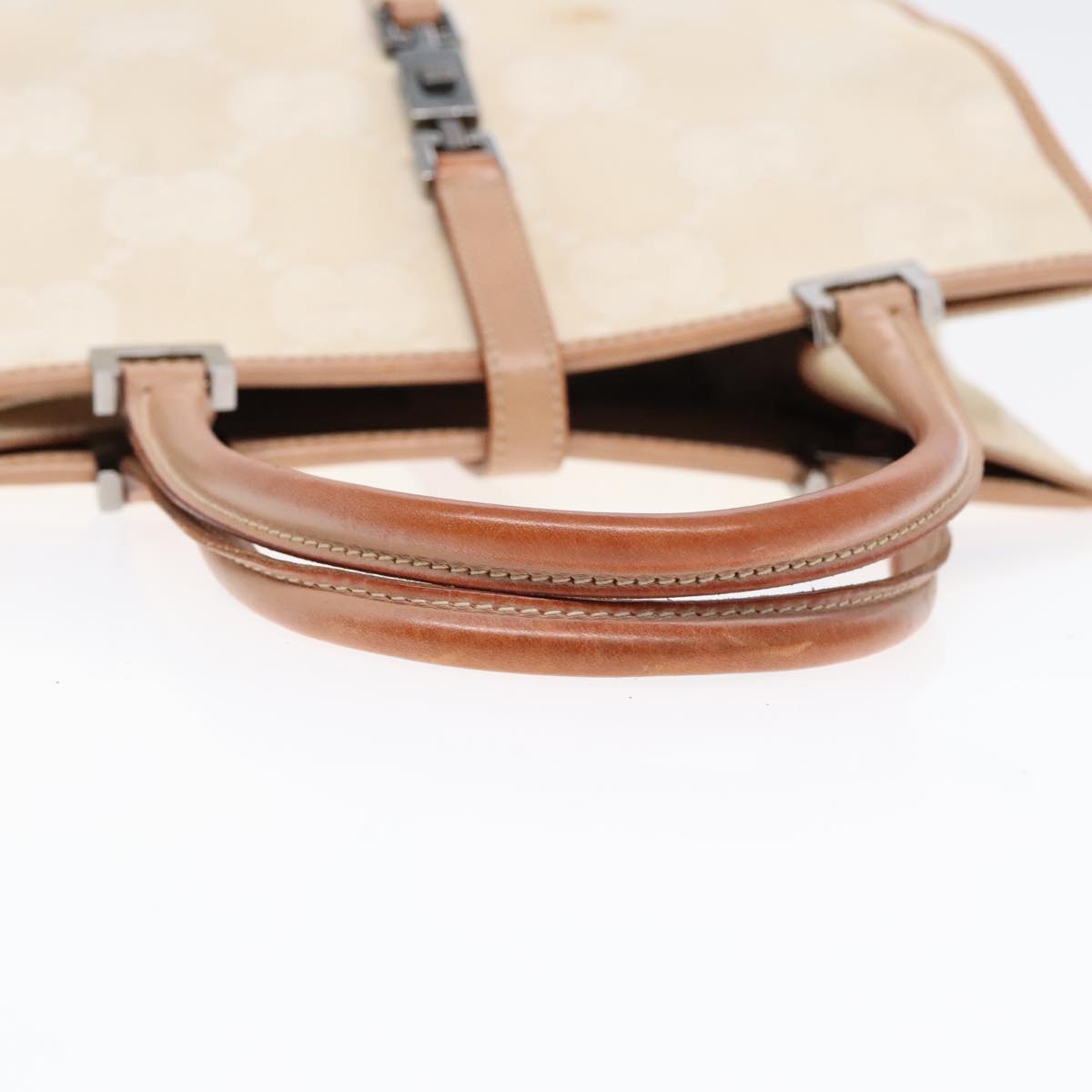 GUCCI GG Canvas Jackie Hand Bag White Beige Auth 91620