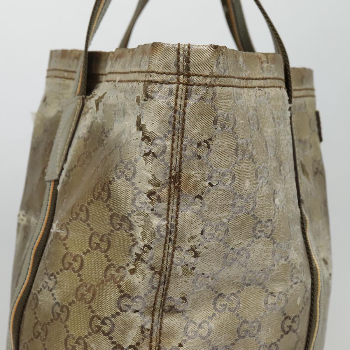 GUCCI GG Canvas Sherry Line Tote Bag Coated Canvas Gold Orange Auth 91624