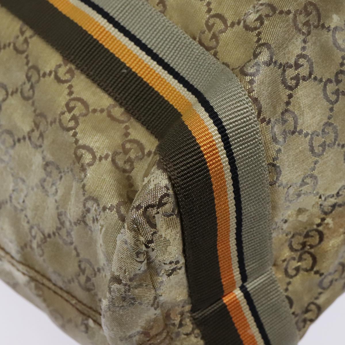 GUCCI GG Canvas Sherry Line Tote Bag Coated Canvas Gold Orange Auth 91624