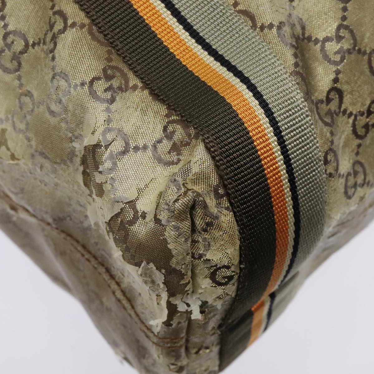 GUCCI GG Canvas Sherry Line Tote Bag Coated Canvas Gold Orange Auth 91624